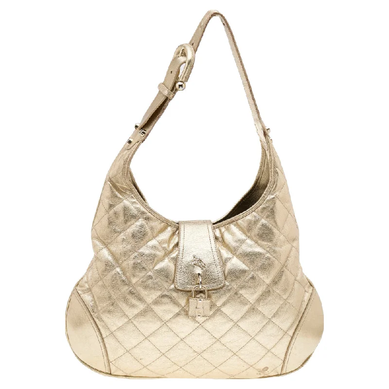 Burberry Metallic  Quilted Leather Brooke Hobo