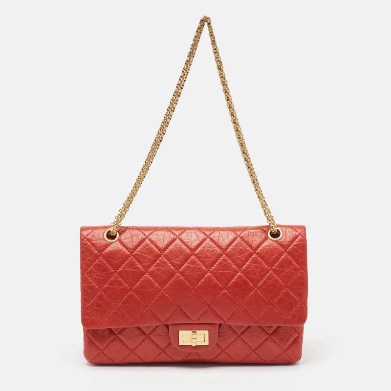 Chanel Red Quilted Aged Leather Reissue 2.55 Classic 227 Flap Bag