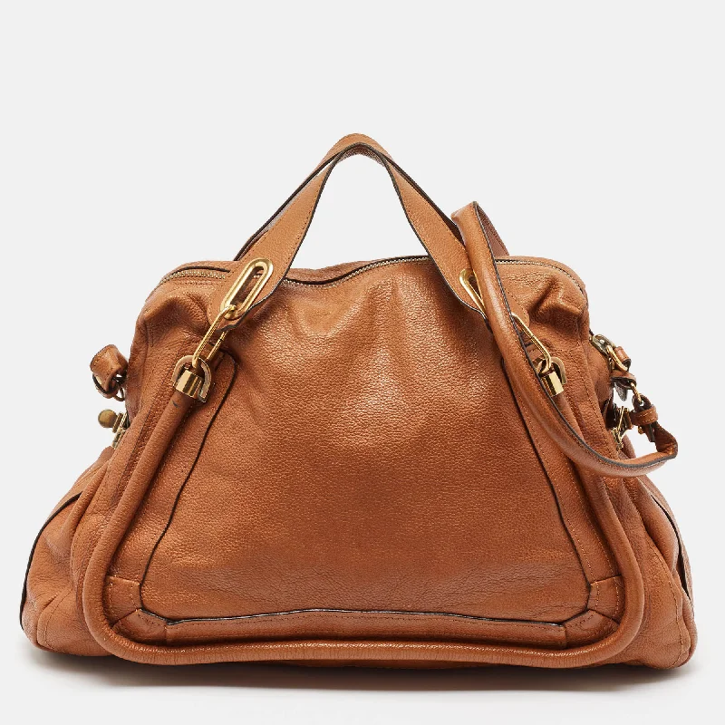 Chloe Brown Leather Large Paraty Shoulder Bag