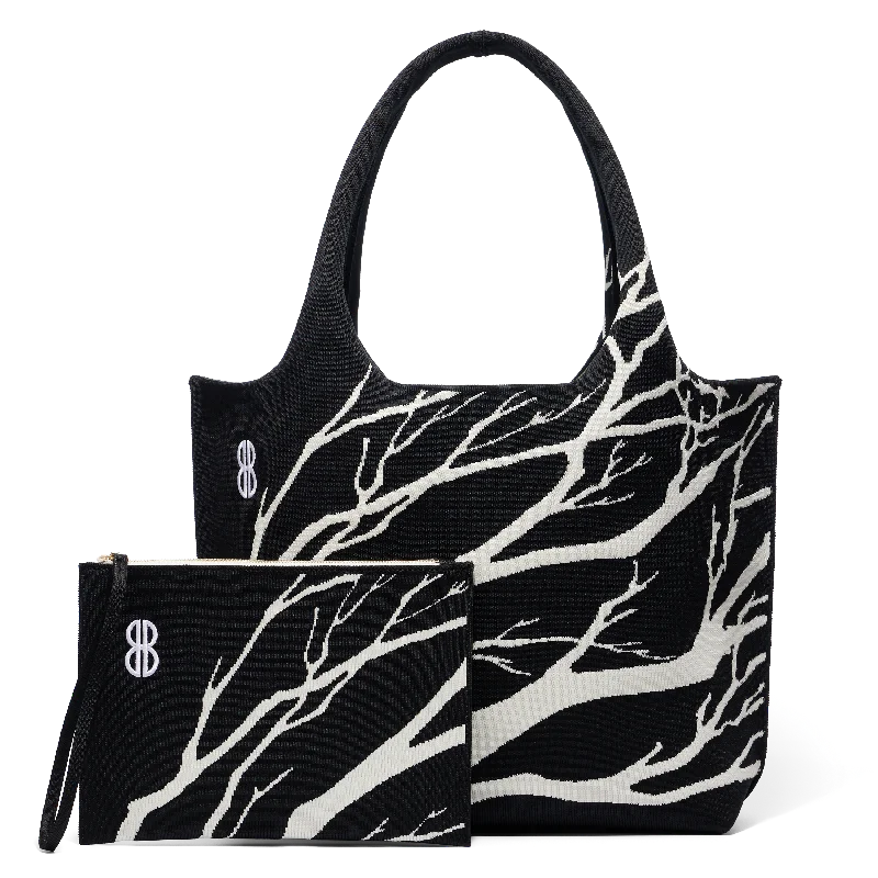 Sutton City Tote - Black Tree Branches with pouch - Large