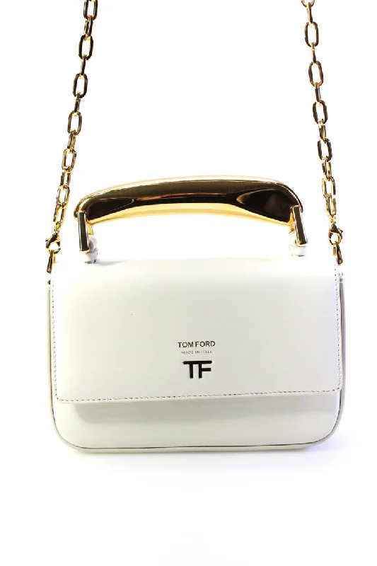 Tom Ford Womens Bianca Medium Calfskin Top Handle Handbag Chalk White