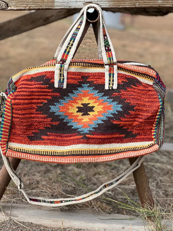 Jalesa Rust Aztec Woven Duffel