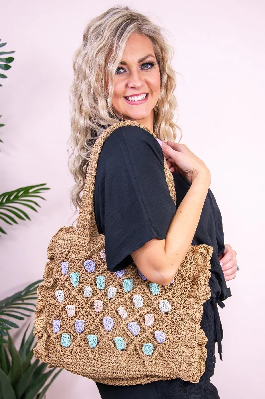 Seriously Cute Natural/Multi Color Woven Bag - BAG1871NA