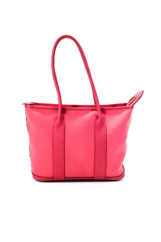 Hermes Womens Leather Trim Zipper Closure Garden Party 30 Tote Handbag Pink