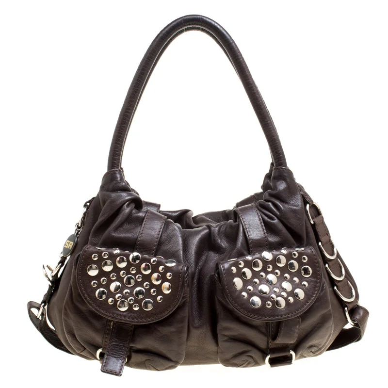 Sonia Rykiel Dark Leather Studded Satchel