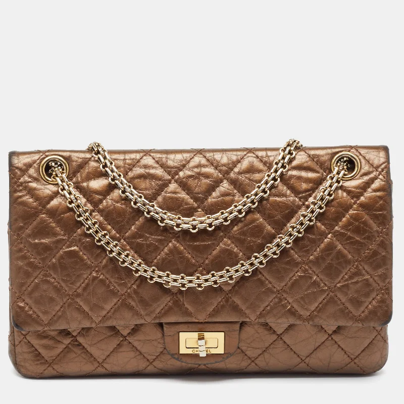 Chanel Metallic Brown Quilted Aged Leather Reissue 2.55 Classic 226 Flap Bag..