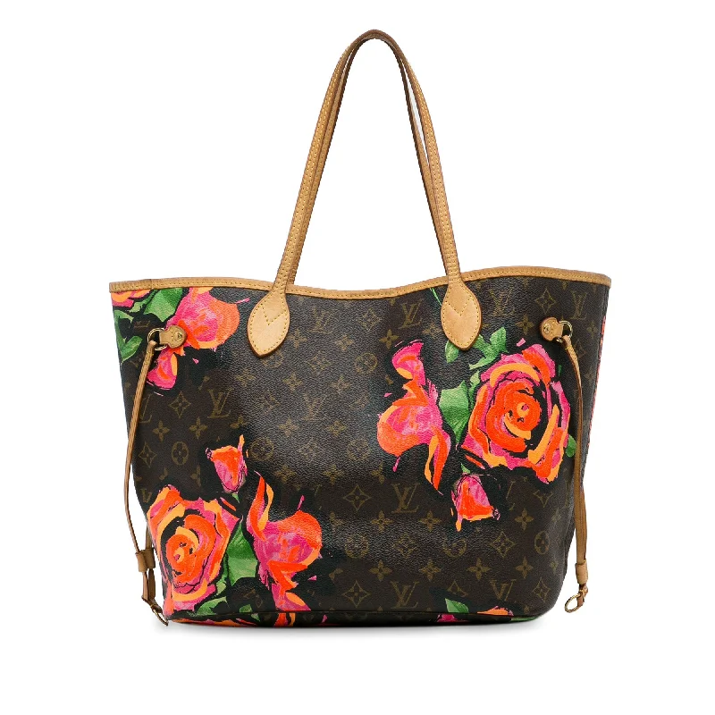 Brown Louis Vuitton Monogram Roses Neverfull MM Tote Bag