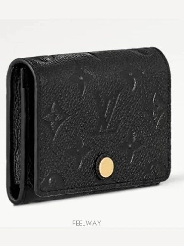 Business Card Holder Monogram Embossed Leather Black