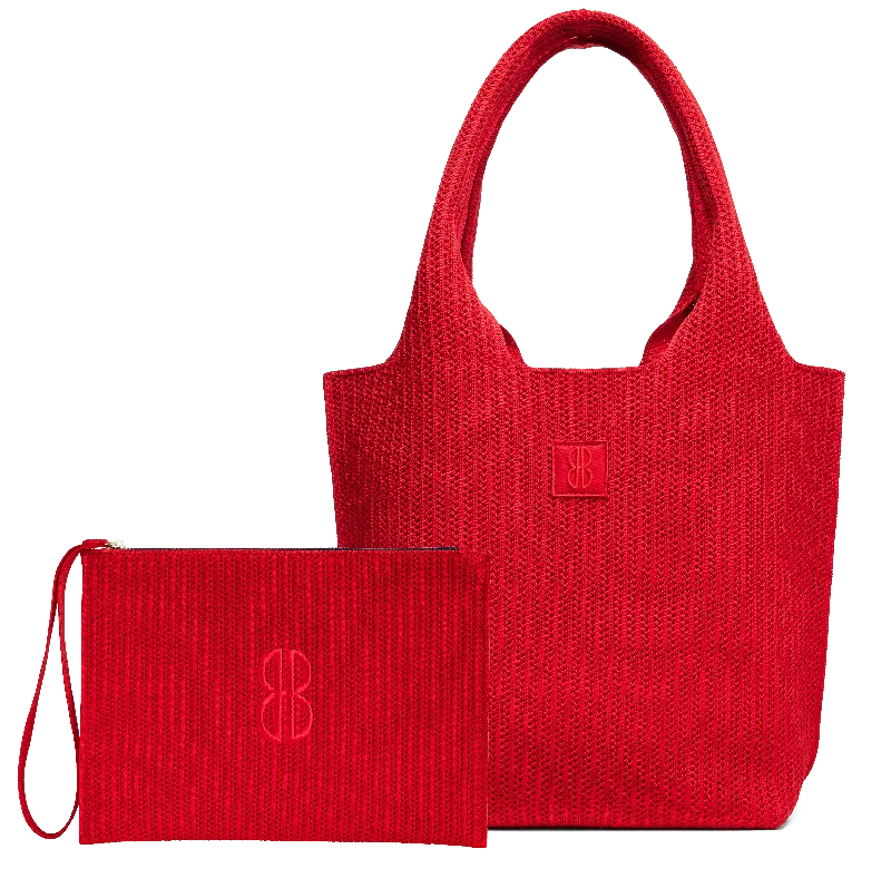 Medium - Red Stripe Tote With Pouch