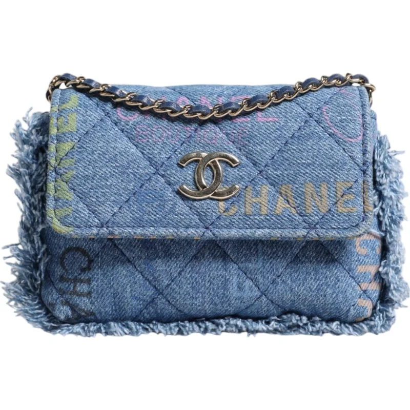 Chanel  Mood Flap Micro Logo Printed Fringed Shoulder Women's Bag