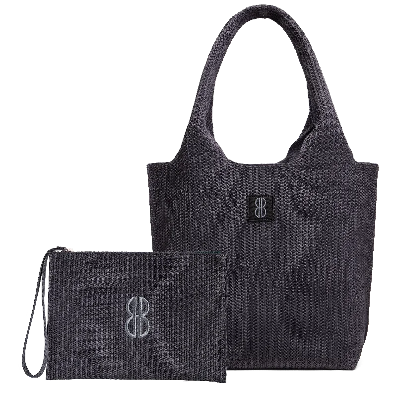 medium - Charcoal Stripe Tote With Pouch