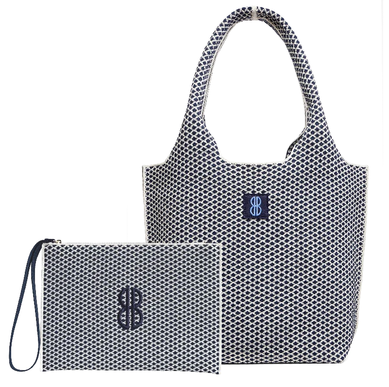 medium - Navy Diamond Tote With Pouch