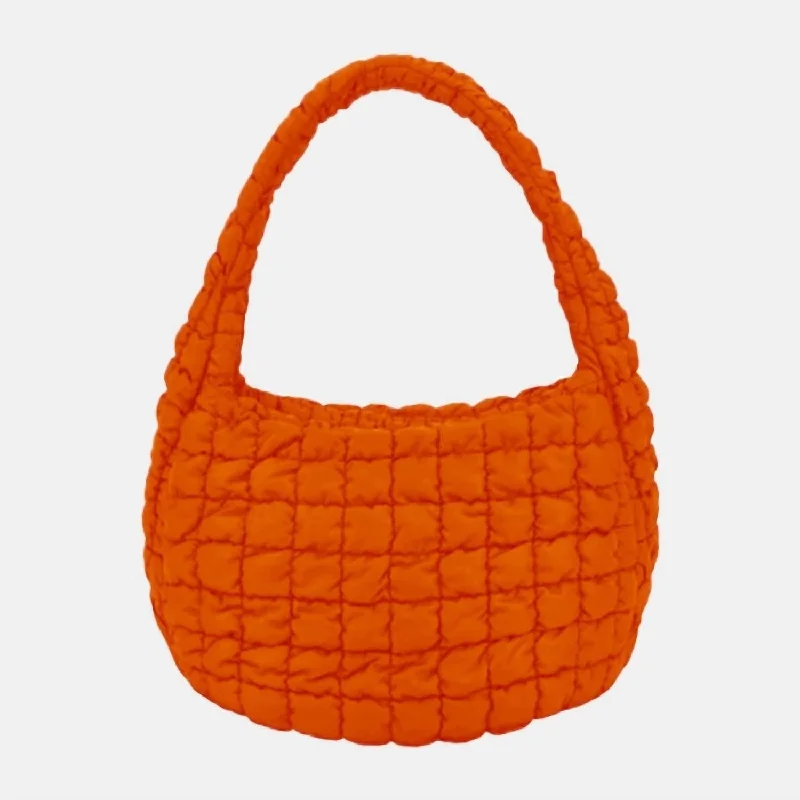 Women's Quilted Puffer Shoulder Crossbody Cloud Bag In Orange