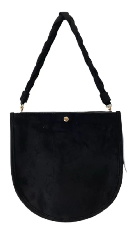 Women's U Shaped Braided Strap Bag In Black