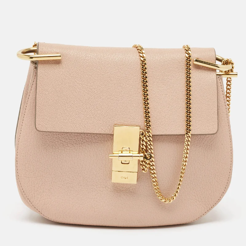 Chloe Pink Leather Medium Drew Shoulder Bag..