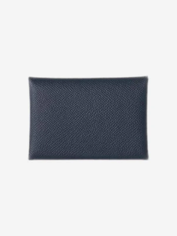 Calvi Duo Compact Card Holder Absong Palladium Hardware Blue Navy