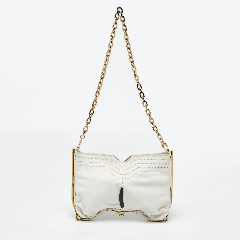 Jimmy Choo White/black Leather Frame Chain Bag