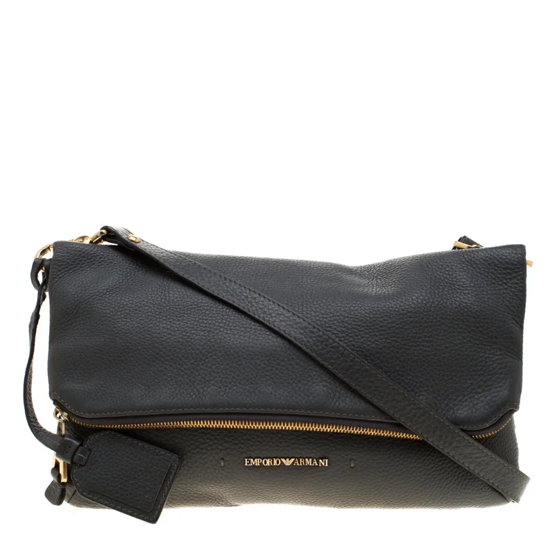 Emporio Armani Leather Zip Flap Convertible Shoulder Bag