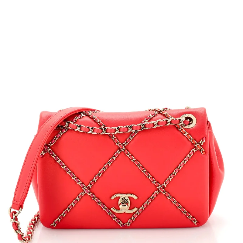 Entwined Chain Flap Bag Quilted Lambskin Small