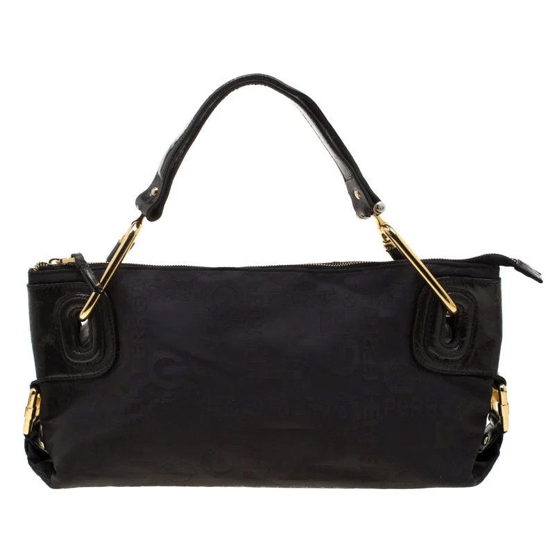 Gianfranco Ferre  Nylon And Leather Buckle Shoulder Bag