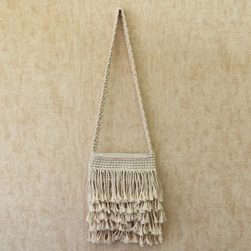 Hand-Knotted Cotton Sling with Fringes from Bali - Malang Majesty