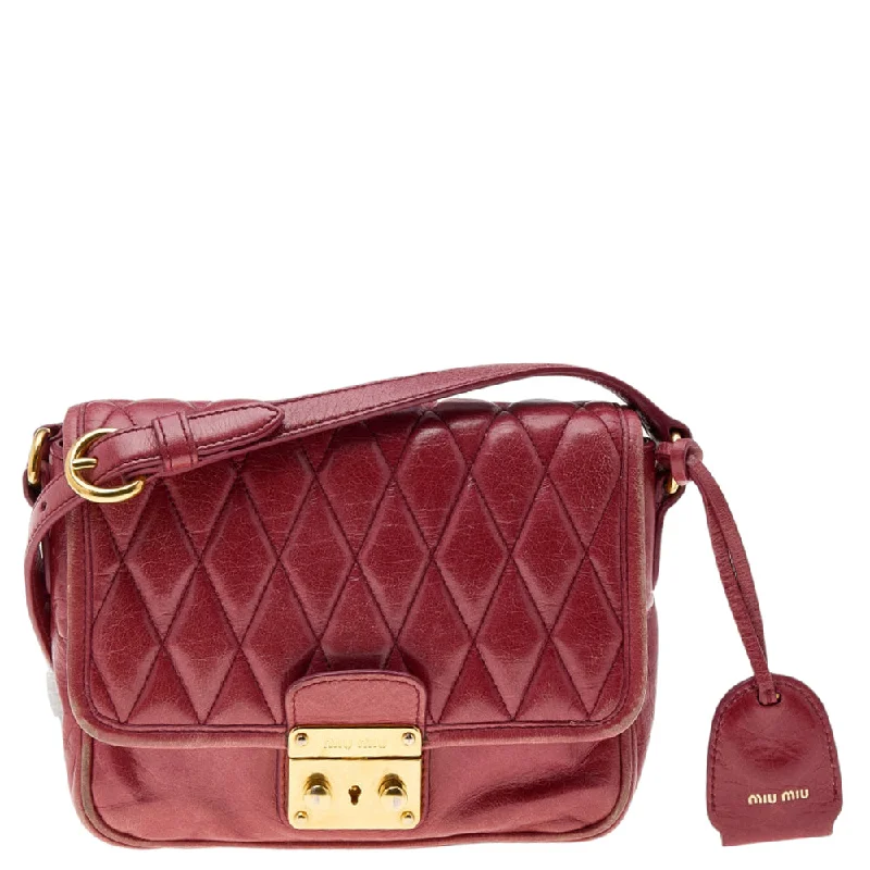 Miu Miu Quilted Leather Pushlock Flap Shoulder Bag