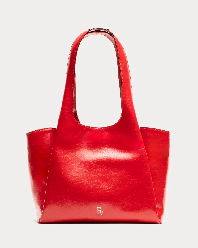 Portia Satchel Crinkled Leather Red