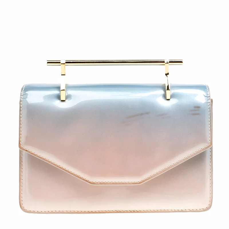 M2Malletier Blue/peach Ombre Patent Leather Indre Shoulder Bag