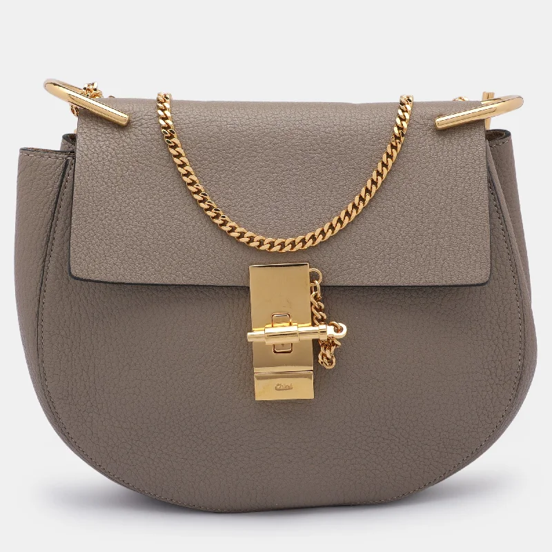 Chloe Grey Leather Medium Drew Shoulder Bag..