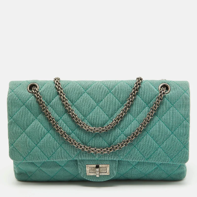 Chanel Light Green Jersey Classic 227 Reissue 2.55 Flap Bag..