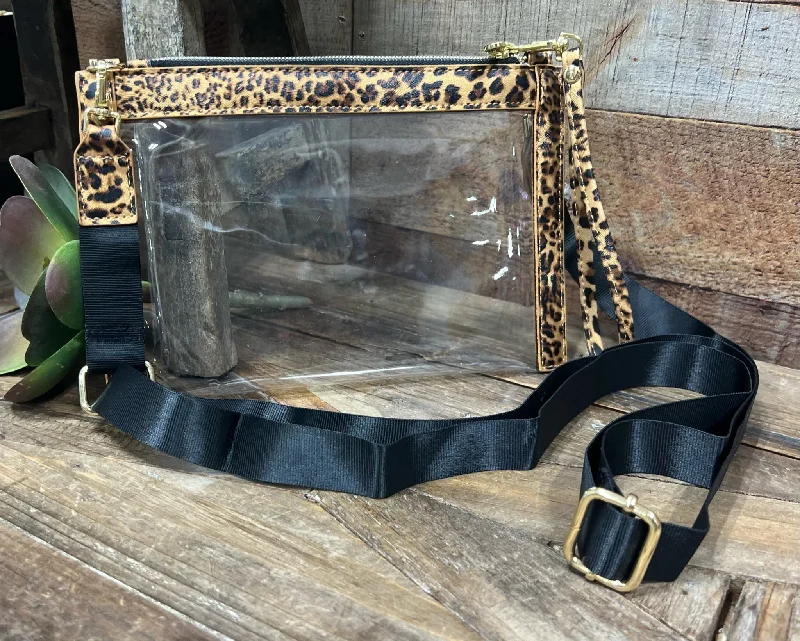 Samantha Cheetah Print Clear Convertible Crossbody Purse