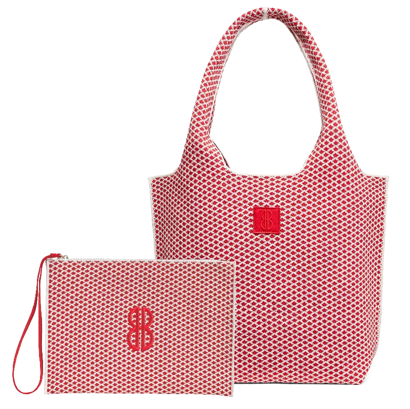 medium - Red Diamond Tote With Pouch