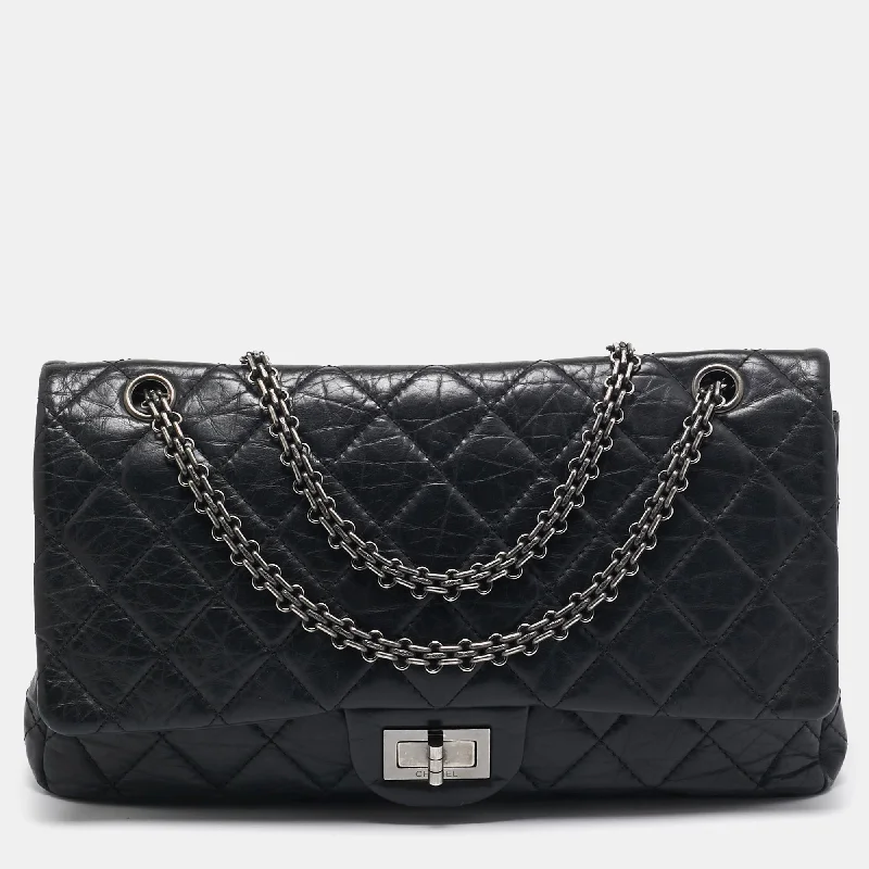 Chanel Black Quilted Aged Leather Reissue 2.55 Classic 227 Flap Bag