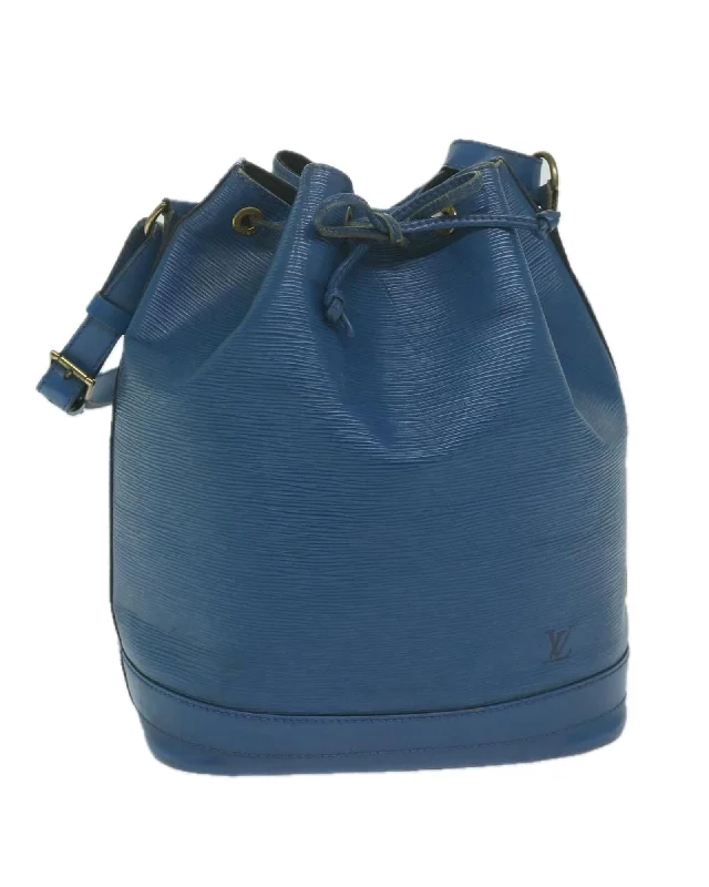 Blue Epi Leather Shoulder Bag with Adjustable Strap and Roomy Interior