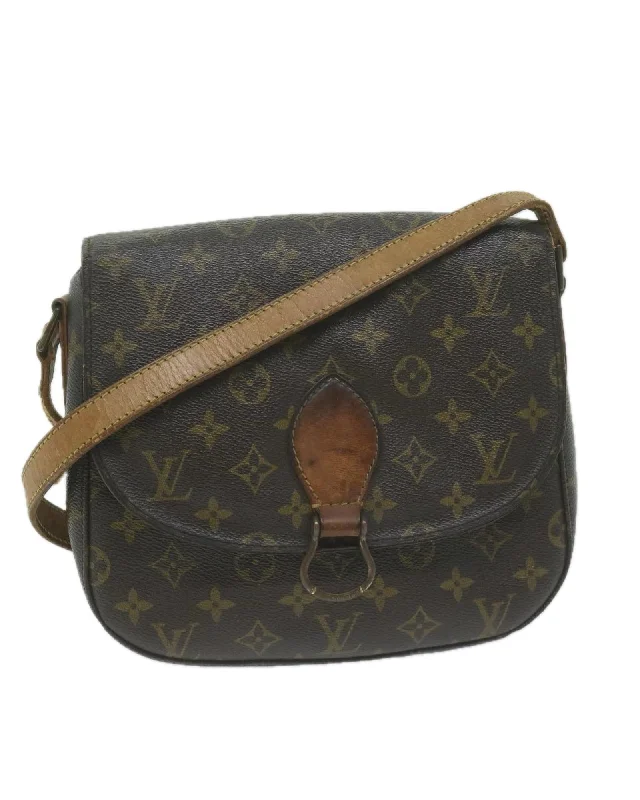 Monogram Shoulder Bag with Adjustable Strap and Multiple Compartments