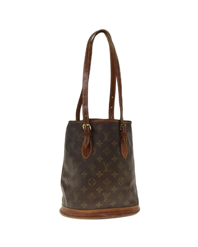 Monogram Canvas Shoulder Bag with Adjustable Strap and Multiple Compartments