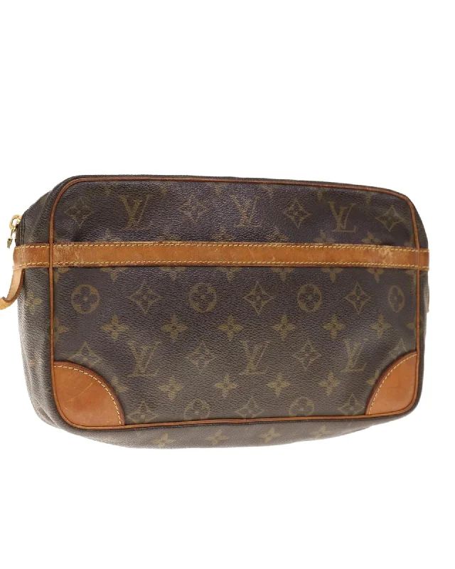 Monogram Canvas Clutch Bag with Zipper Closure