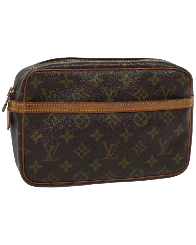 Monogram Canvas Clutch Bag with Zipper Closure