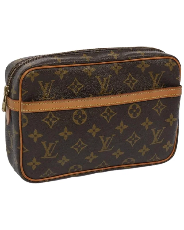 Monogram Canvas Clutch Bag with Zipper Closure