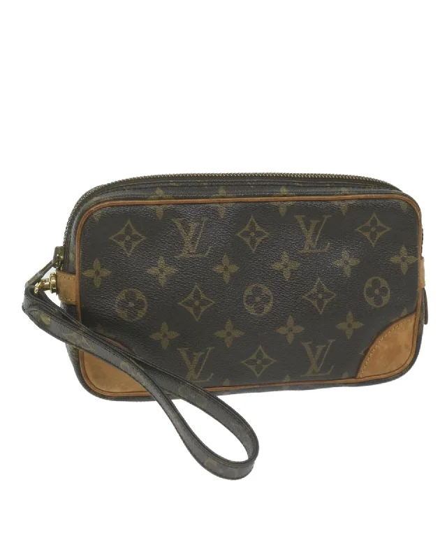 Monogram Canvas Clutch Bag with Dragonne Strap