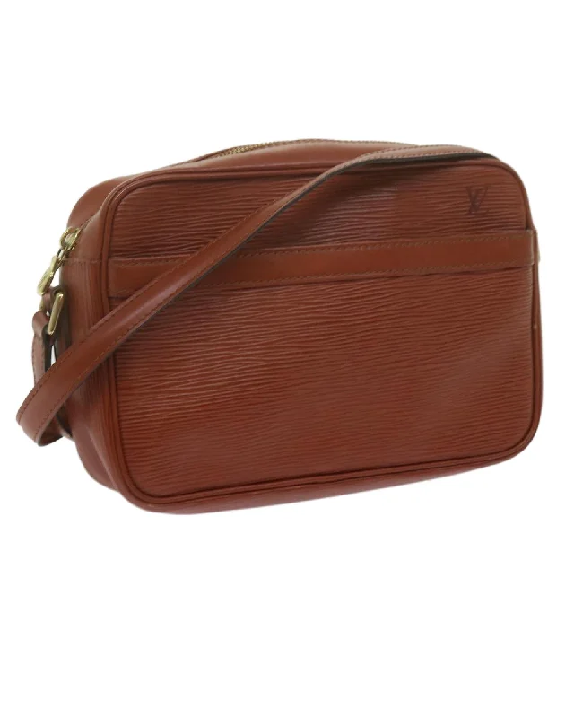 Brown Epi Leather Shoulder Bag with Adjustable Strap - C Rank MI0975