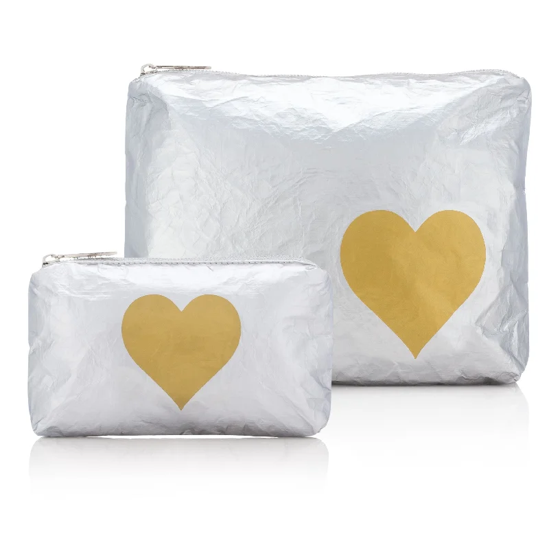 Silver with Gold Heart Pouches