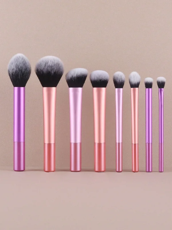 12pcs Multifunctional Makeup Brushes Set Including Powder Brush, Blush Brush, Foundation Brush, Eyeshadow Brush, Blending Brush, Contour Brush, Plus A Bevelled Beauty Sponge, A Round Beauty Sponge And A White Powder Puff