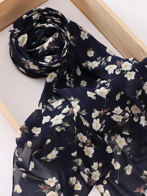 1pc Women Floral Print Boho Chiffon Scarf, For Travel