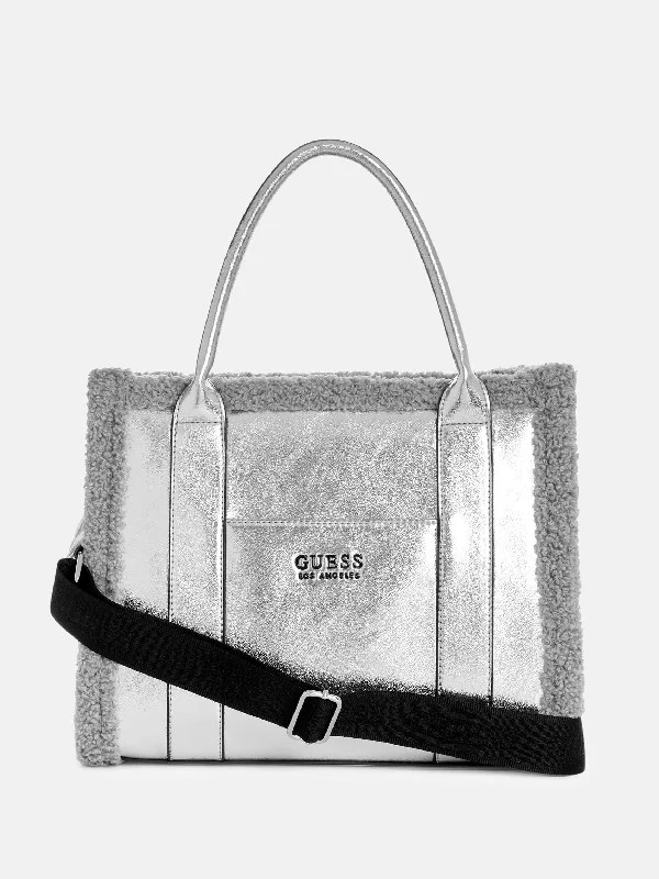 Biscoe Metallic Shearling Trim Tote