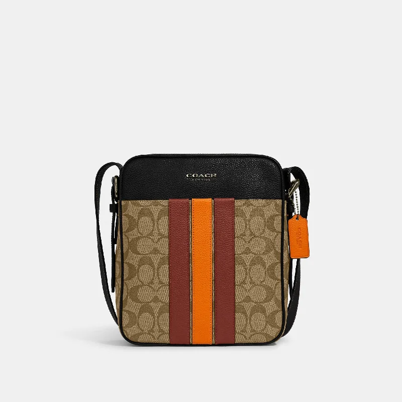 Coach Outlet Hudson Crossbody 21 In Signature Canvas With Varsity Stripe