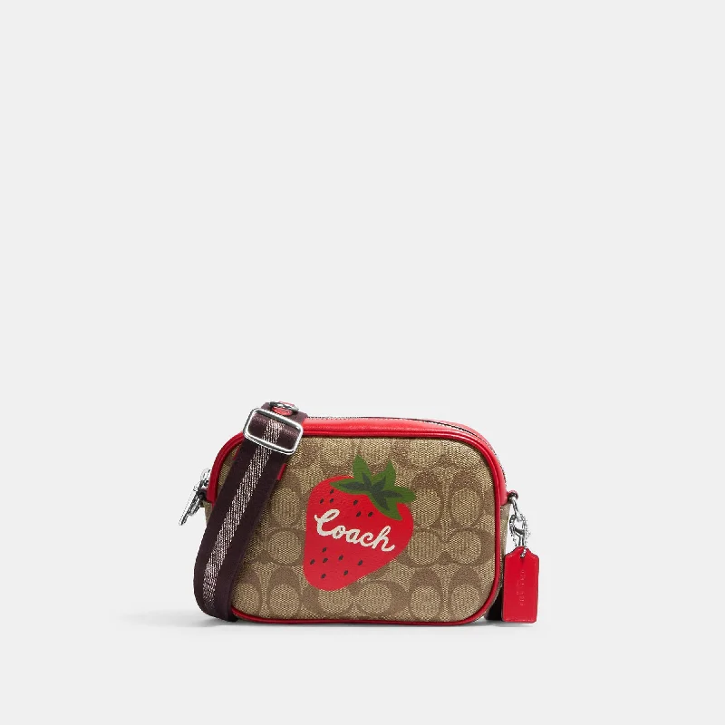 Coach Outlet Mini Jamie Camera Bag In Signature Canvas With Wild Strawberry