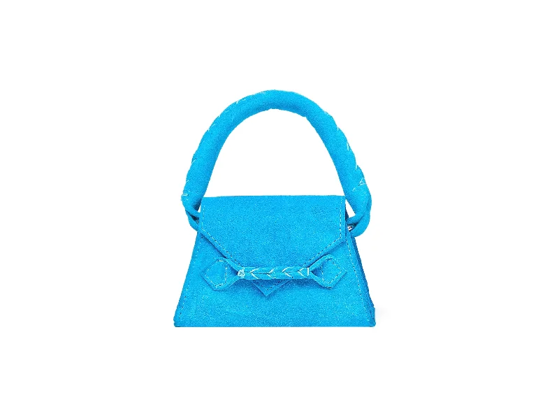 TEAL BLUE SUEDE MICRO ESE TOP HANDLE