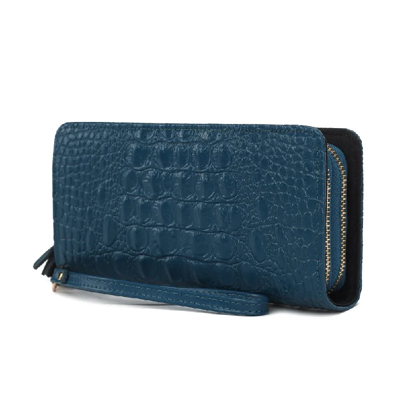 Eve Genuine Leather Crocodile-embossed Women’s Wristlet Wallet by Mia K.