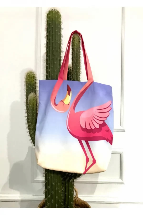 Flamingo Patterned Beach Bag